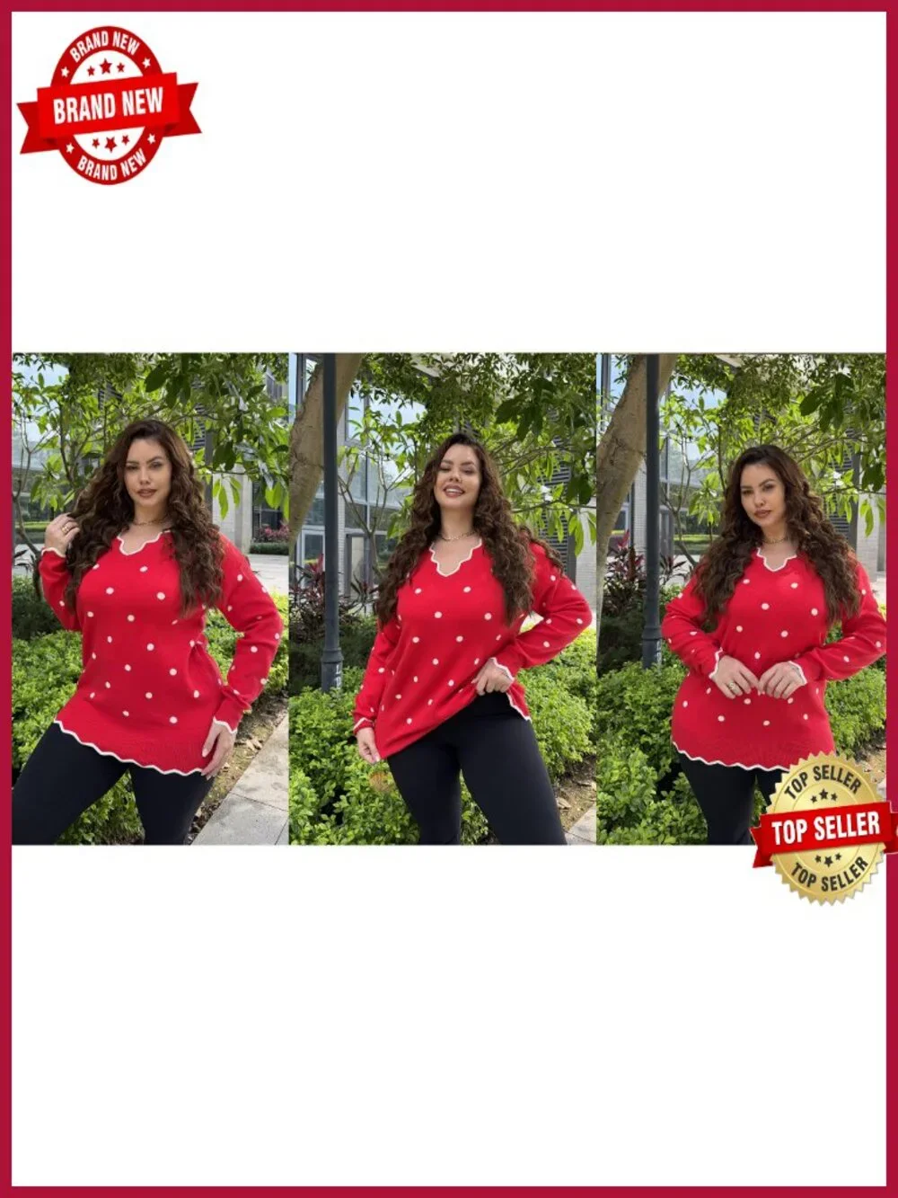 Plus Size V-Neck Sweater Long Sleeve Lightweight Knit Pullover